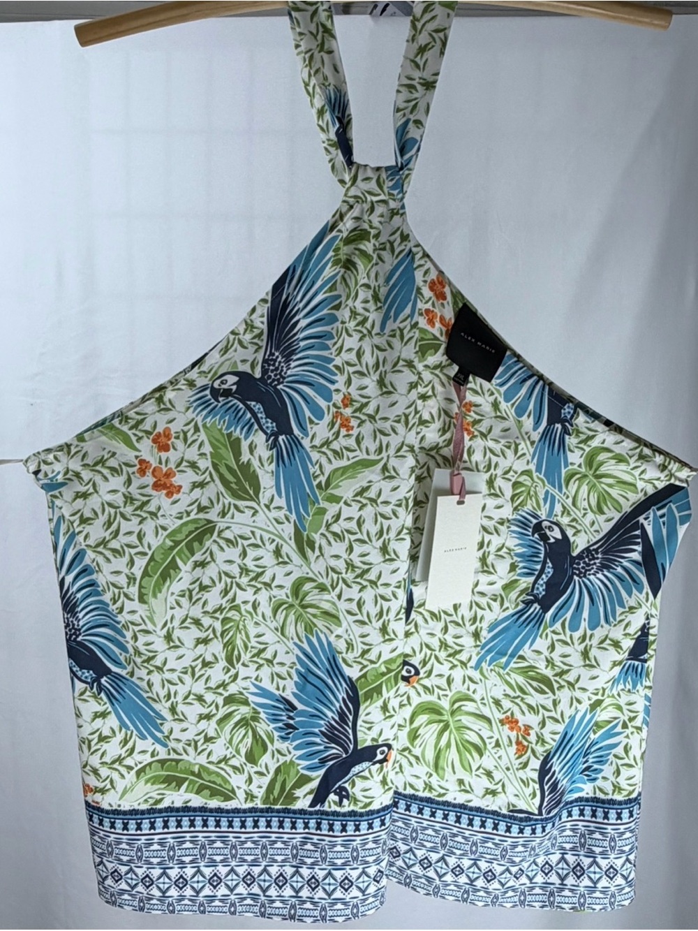 NWT Alex Marie XXL Tropical Parrot Halter Top Resort Cruise Beachy Boho